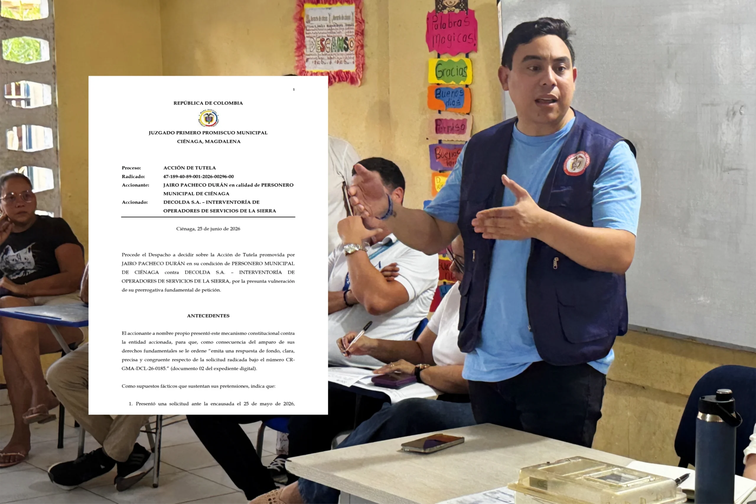 Juez ampara derecho de petición del Personero de Ciénaga y ordena a DECOLDA entregar información en 48 horas