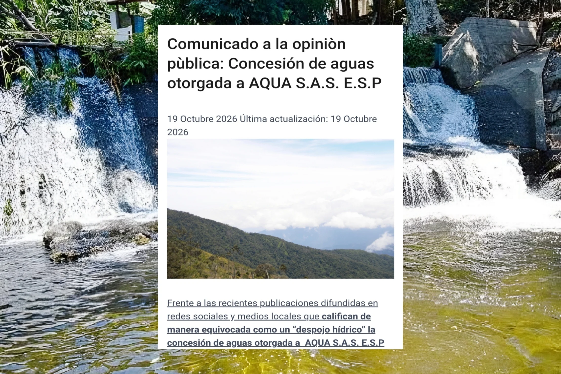 CORPAMAG aclara el alcance de la concesión de agua otorgada a AQUA en el río Toribio: descarta un “despojo hídrico”